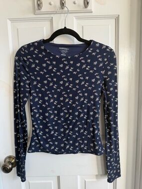 Harper Navy Floral Long Sleeve Tee